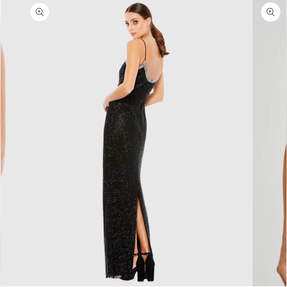 Mac Duggal  93551 Black Beaded Spaghetti Strap Column Gown Size 14 NWT - Picture 3 of 10